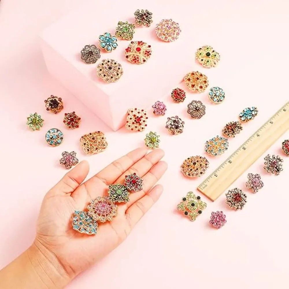 Women's Vintage 36 Pieces Crystal Brooches and Pins Costume Jewellry Retro